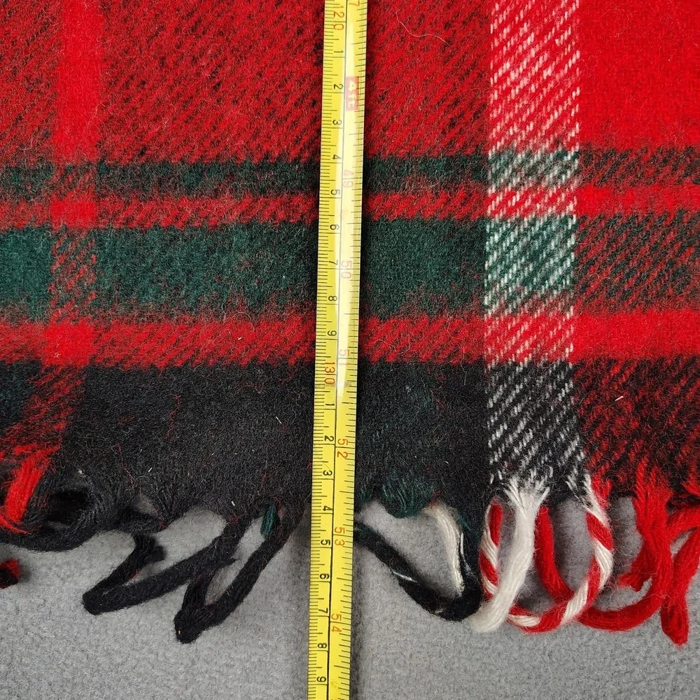 Vintage 60s TROY MILLS Wool Blanket Tartan Plaid Holiday Throw Lap Fringe Cozy‎